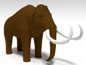 low poly cartoon mammoth 3D Model