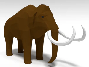 low poly cartoon mammoth 3D Model