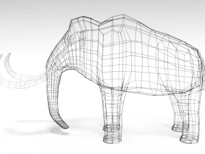 low poly cartoon mammoth 3D Model