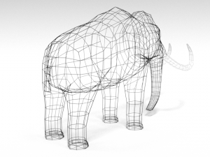 low poly cartoon mammoth 3D Model