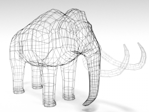 low poly cartoon mammoth 3D Model