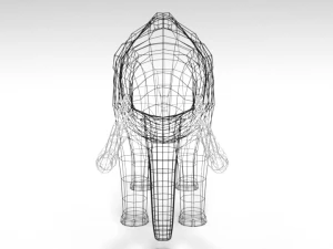 low poly cartoon mammoth 3D Model