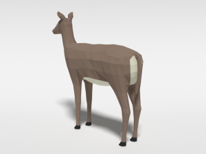 low poly cartoon white-tailed female deer 3D 모델