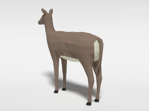 low poly cartoon white-tailed female deer 3D Model