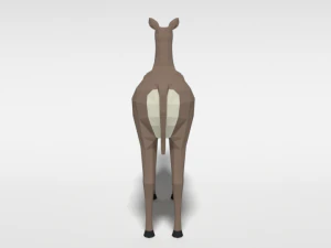 low poly cartoon white-tailed female deer 3D Model