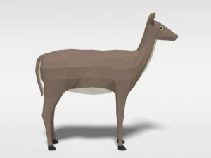 low poly cartoon white-tailed female deer 3D Model