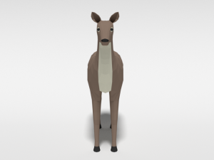 low poly cartoon white-tailed female deer 3D 모델