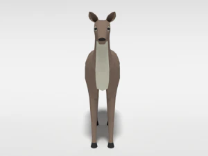 low poly cartoon white-tailed female deer 3D Model