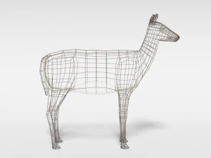 low poly cartoon white-tailed female deer 3D Model