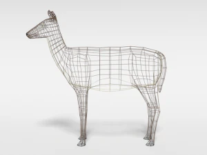 low poly cartoon white-tailed female deer 3D Model
