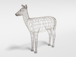 low poly cartoon white-tailed female deer 3D 모델