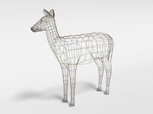 low poly cartoon white-tailed female deer 3D Model