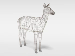 low poly cartoon white-tailed female deer 3D Model