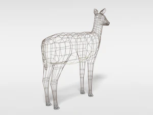 low poly cartoon white-tailed female deer 3D Model