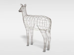 low poly cartoon white-tailed female deer 3D Model