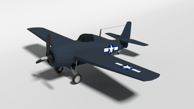 low poly cartoon grumman fm-2 wildcat wwii airplane 3D 모델 .c4d .max .obj .3ds .fbx .stl .blend 
