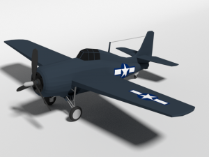 low poly cartoon grumman fm-2 wildcat wwii airplane 3D Model