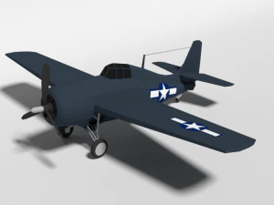 aereo low poly cartoon grumman fm-2 wildcat della seconda guerra mondiale Modello 3D