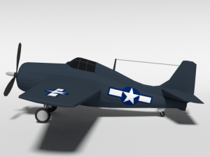 low poly cartoon grumman fm-2 wildcat wwii airplane 3D 모델