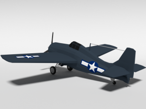 low poly cartoon grumman fm-2 wildcat wwii airplane 3D 모델