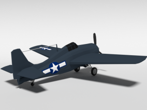 low poly cartoon grumman fm-2 wildcat wwii airplane 3D 모델