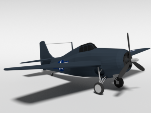 low poly cartoon grumman fm-2 wildcat wwii airplane 3D 모델