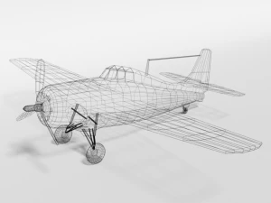 low poly cartoon grumman fm-2 wildcat wwii airplane 3D Model