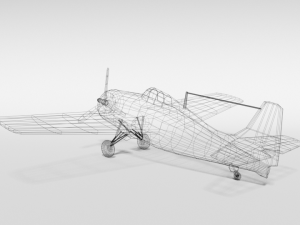 low poly cartoon grumman fm-2 wildcat wwii airplane 3D 모델