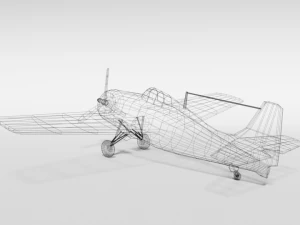 low poly cartoon grumman fm-2 wildcat wwii airplane 3D Model