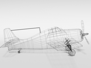 low poly cartoon grumman fm-2 wildcat wwii airplane 3D 모델