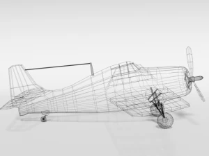 low poly cartoon grumman fm-2 wildcat wwii airplane 3D Model