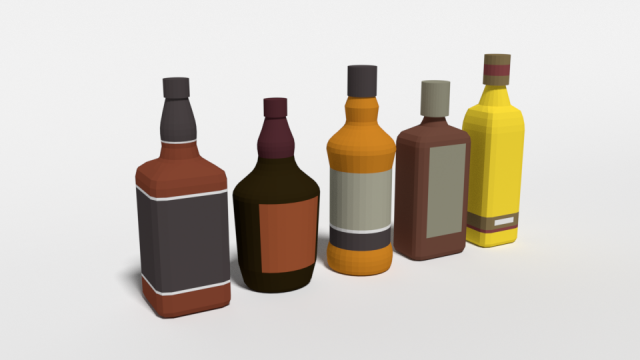 low poly cartoon whisky bottles Modelo 3D .c4d .max .obj .3ds .fbx .stl .blend 