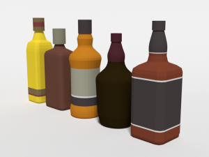 low poly cartoon whisky bottles Modelo 3D