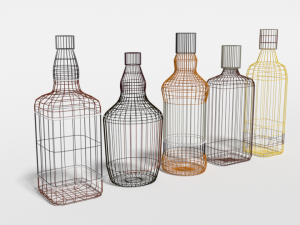 low poly cartoon whisky bottles Modelo 3D