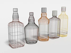 low poly cartoon whisky bottles 3D Model