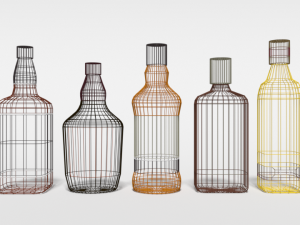low poly cartoon whisky bottles Modelo 3D