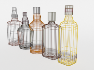 low poly cartoon whisky bottles Modelo 3D