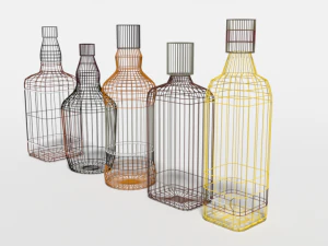 low poly cartoon whisky bottles 3D Model