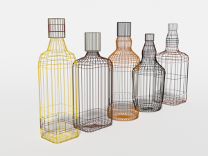 low poly cartoon whisky bottles Modelo 3D