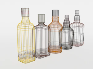 low poly cartoon whisky bottles 3D Model