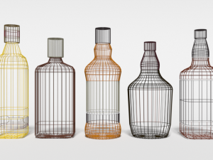 low poly cartoon whisky bottles Modelo 3D
