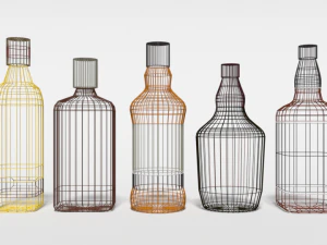 low poly cartoon whisky bottles 3D Model