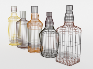 low poly cartoon whisky bottles Modelo 3D