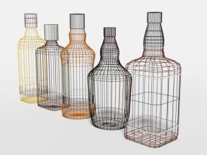 low poly cartoon whisky bottles 3D Model