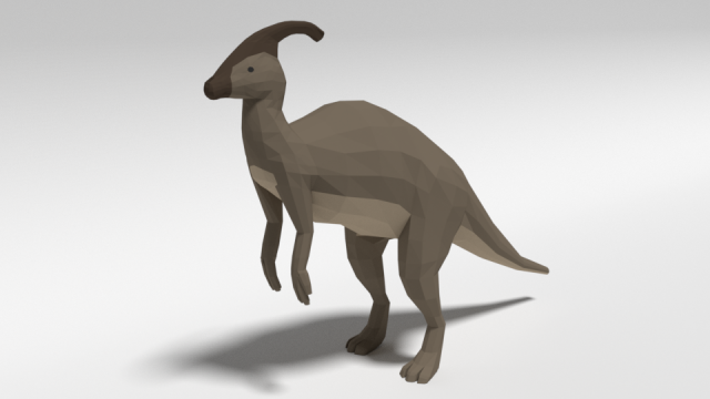 low poly cartoon parasaurolophus dinosaur 3D Model .c4d .max .obj .3ds .fbx .stl .blend 