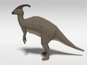 low poly cartoon parasaurolophus dinosaur 3D Model