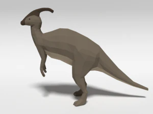 low poly cartoon parasaurolophus dinosaur 3D Model