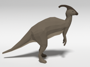 low poly cartoon parasaurolophus dinosaur 3D Model