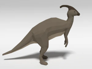 low poly cartoon parasaurolophus dinosaur 3D Model