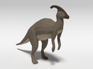 low poly cartoon parasaurolophus dinosaur 3D Model